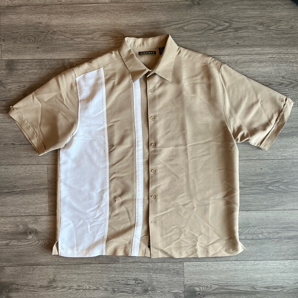 Cubavera Men’s Short Sleeve Button Down Shirt Cream Ivory White XXL Lightweight